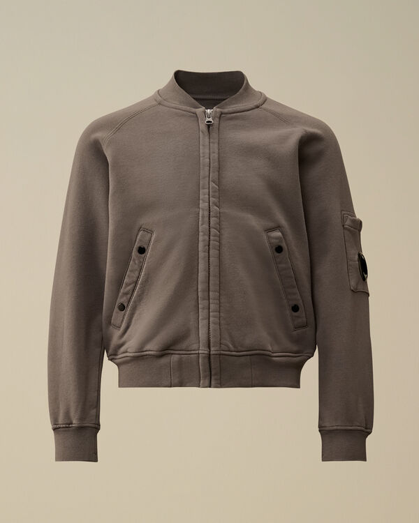 C.p. Company U16 Diagonal Fleece Lens Bomber Sweatshirt SMOKED PEARL - GREY