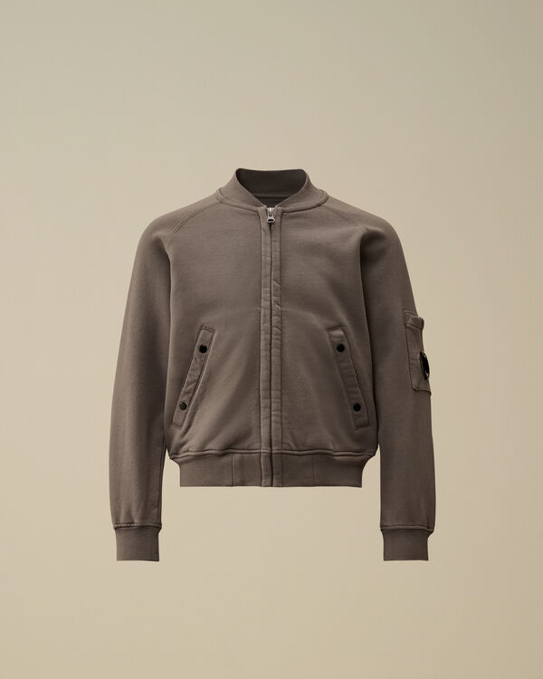 C.p. Company U16 Diagonal Fleece Lens Bomber Sweatshirt SMOKED PEARL - GREY