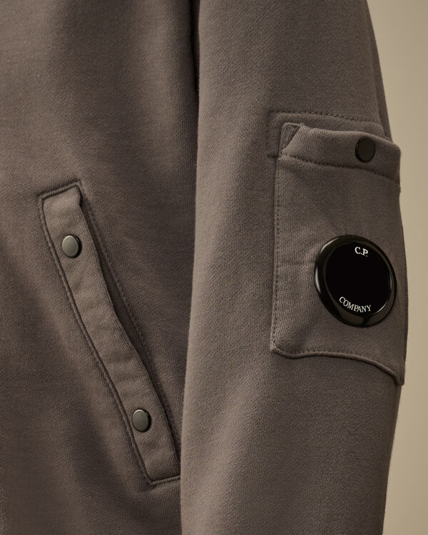 C.p. Company U16 Diagonal Fleece Lens Bomber Sweatshirt SMOKED PEARL - GREY