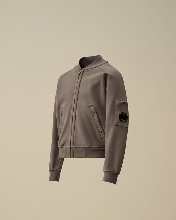c.p. company U16 Diagonal Fleece Lens Bomber Sweatshirt SMOKED PEARL - GREY