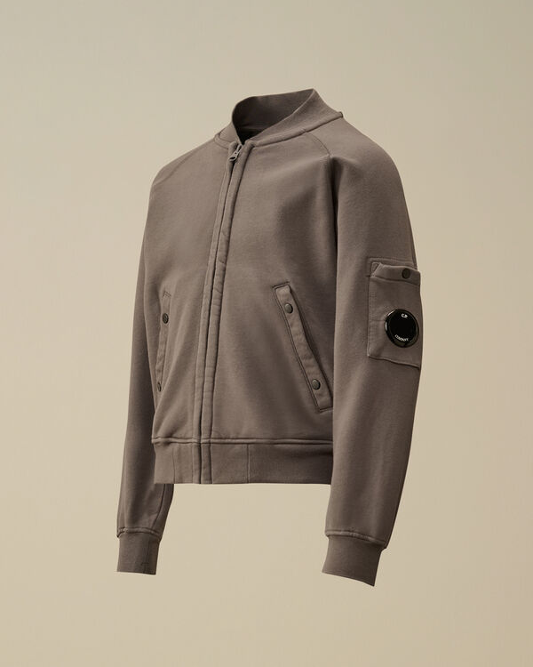 c.p. company U16 Diagonal Fleece Lens Bomber Sweatshirt SMOKED PEARL - GREY