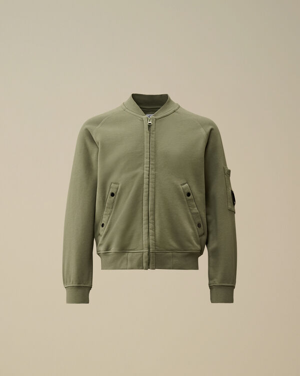C.p. Company U16 Diagonal Fleece Lens Bomber Sweatshirt THYME - GREEN
