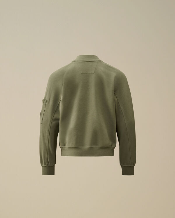 C.p. Company U16 Diagonal Fleece Lens Bomber Sweatshirt THYME - GREEN