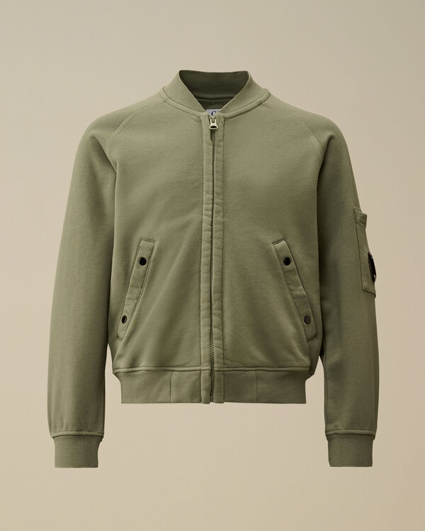 C.p. Company U16 Diagonal Fleece Lens Bomber Sweatshirt THYME - GREEN