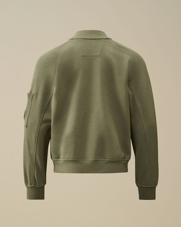C.p. Company U16 Diagonal Fleece Lens Bomber Sweatshirt THYME - GREEN