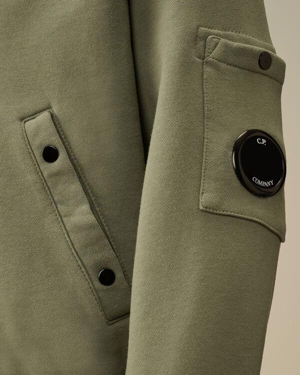 C.p. Company U16 Diagonal Fleece Lens Bomber Sweatshirt THYME - GREEN