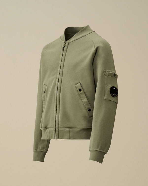 c.p. company U16 Diagonal Fleece Lens Bomber Sweatshirt THYME - GREEN