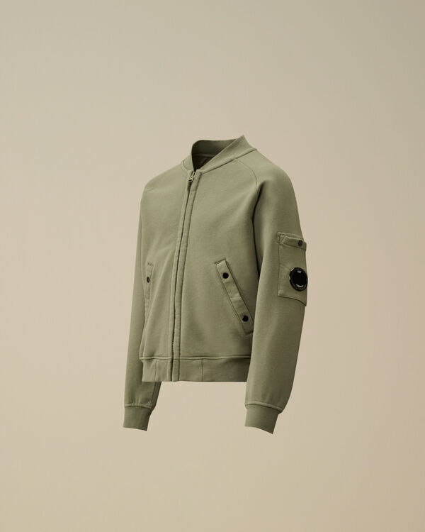 c.p. company U16 Diagonal Fleece Lens Bomber Sweatshirt THYME - GREEN
