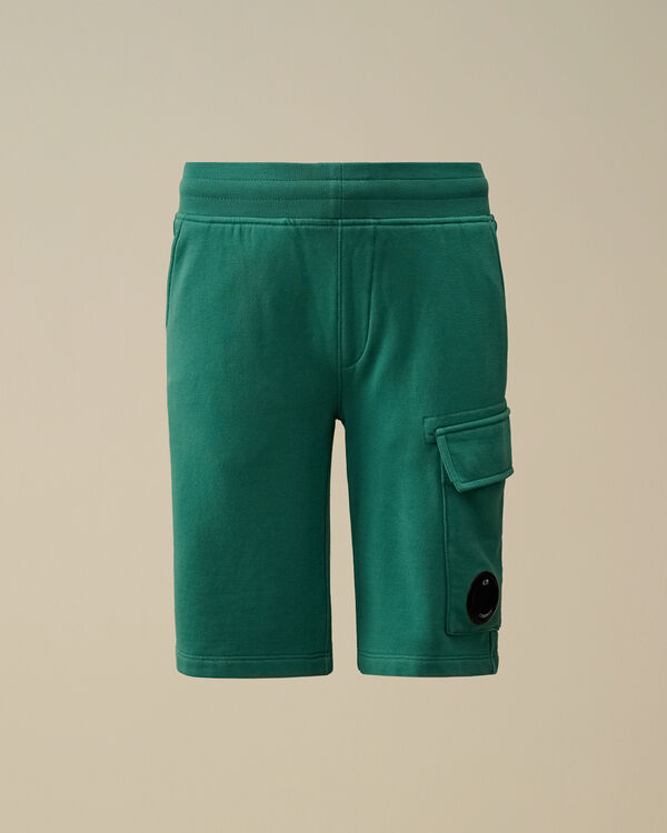 C.p. Company U16 Diagonal Fleece Lens Cargo Shorts BAYOU - GREEN