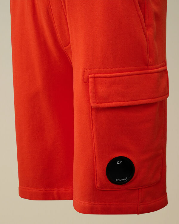 C.p. Company U16 Diagonal Fleece Lens Cargo Shorts POINCIANA - ORANGE