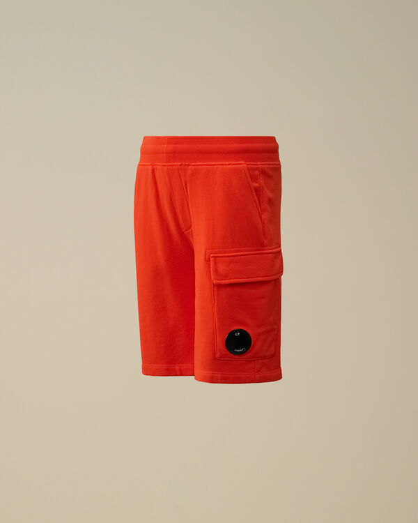 c.p. company U16 Diagonal Fleece Lens Cargo Shorts POINCIANA - ORANGE