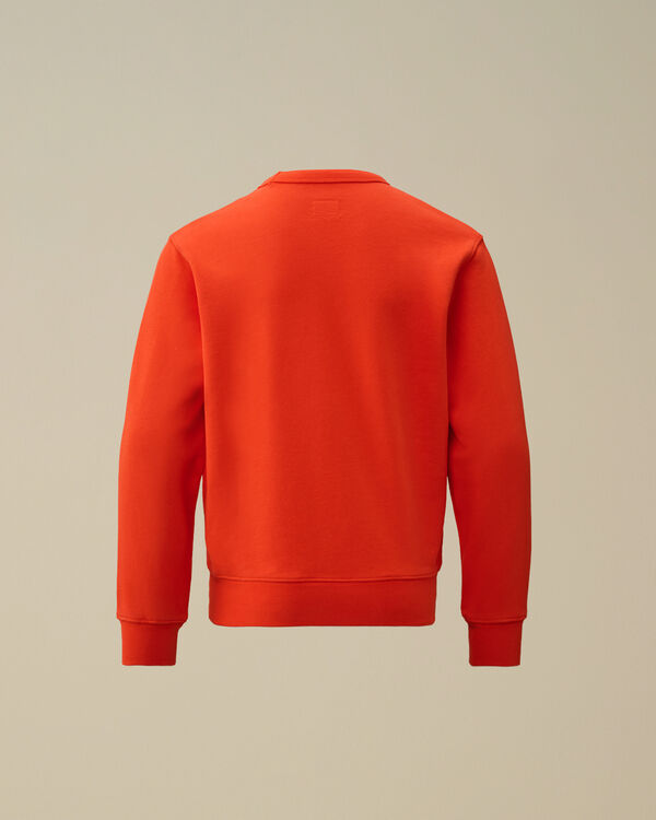 C.p. Company U16 Diagonal Fleece Logo Crewneck Sweatshirt POINCIANA - ORANGE