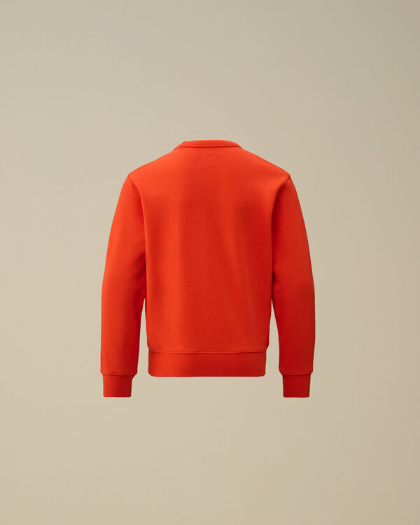 C.p. Company U16 Diagonal Fleece Logo Crewneck Sweatshirt POINCIANA - ORANGE