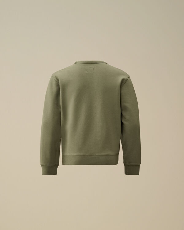 C.p. Company U16 Diagonal Fleece Logo Crewneck Sweatshirt THYME - GREEN