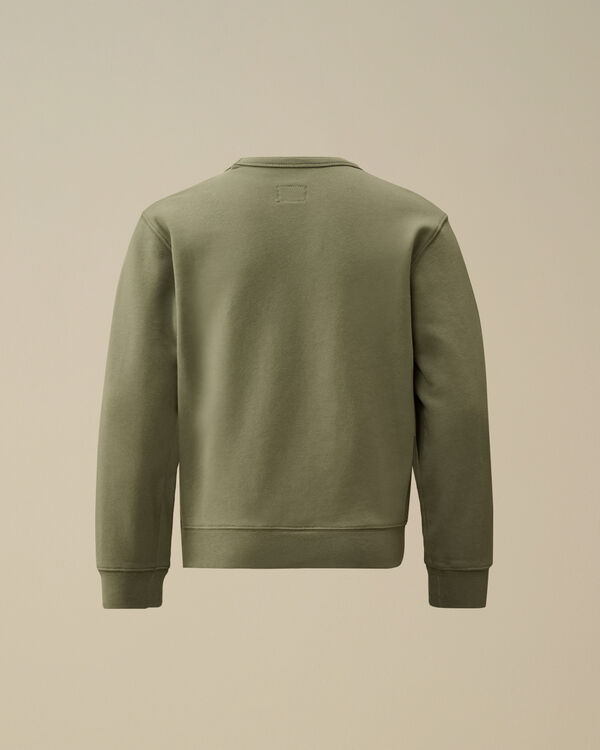 C.p. Company U16 Diagonal Fleece Logo Crewneck Sweatshirt THYME - GREEN