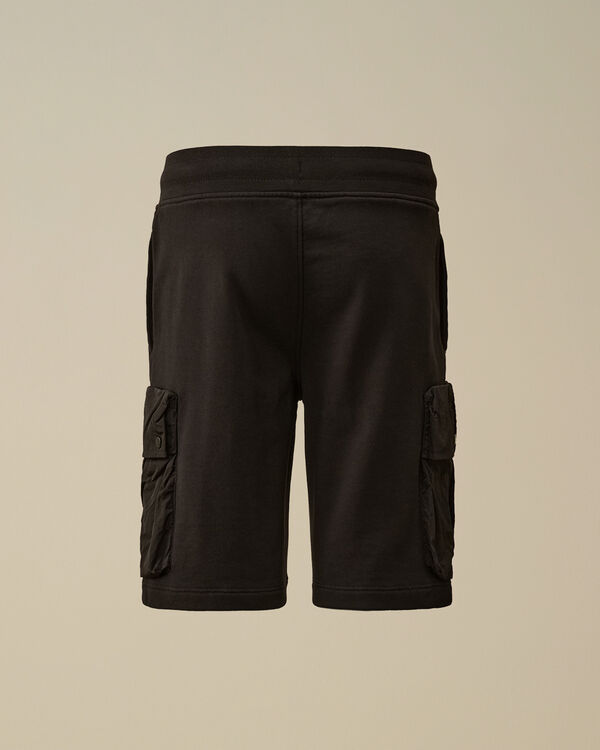C.p. Company U16 Diagonal Fleece Mixed Cargo Shorts BLACK