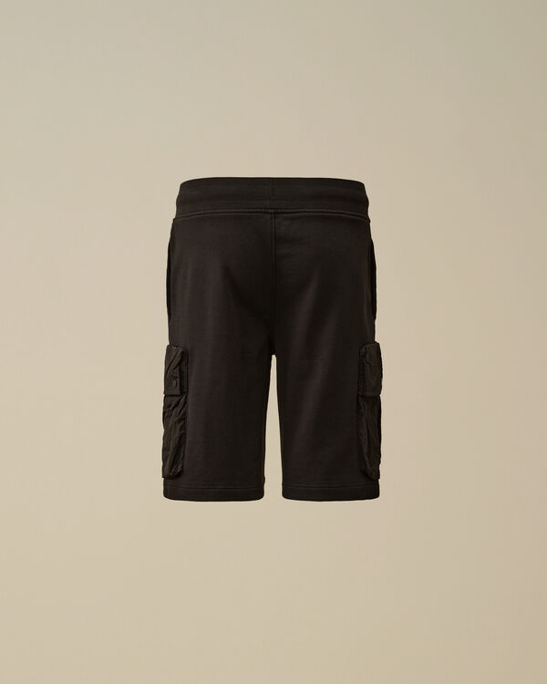 C.p. Company U16 Diagonal Fleece Mixed Cargo Shorts BLACK