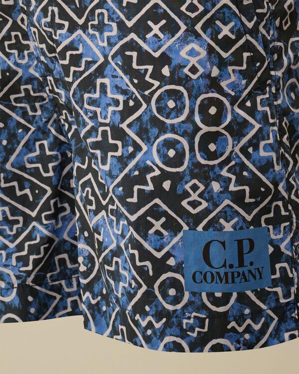 C.p. Company U16 Flatt Nylon Bogolan Shorts VAR.01 - BLUE