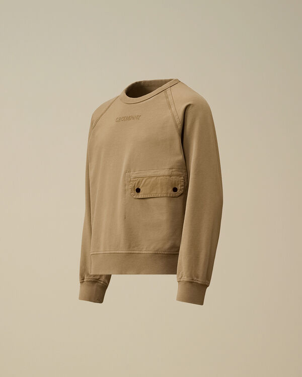 c.p. company U16 Light Fleece Crewneck Sweatshirt TREE HOUSE - BEIGE