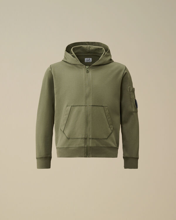 C.p. Company U16 Light Fleece Full Zip Hooded Sweatshirt THYME - GREEN