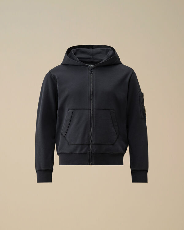 C.p. Company U16 Light Fleece Full Zip Hooded Sweatshirt TOTAL ECLIPSE - BLUE