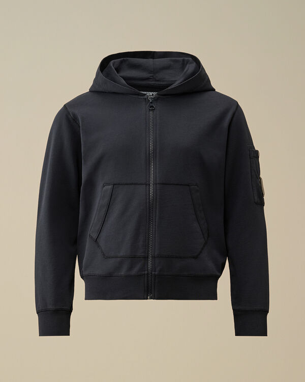 C.p. Company U16 Light Fleece Full Zip Hooded Sweatshirt TOTAL ECLIPSE - BLUE
