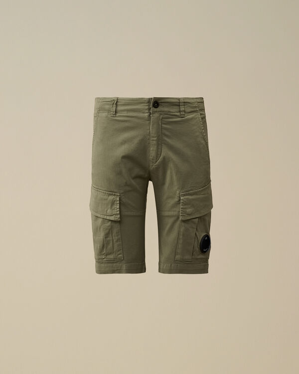 C.p. Company U16 Stretch Sateen Lens Cargo Shorts THYME - GREEN