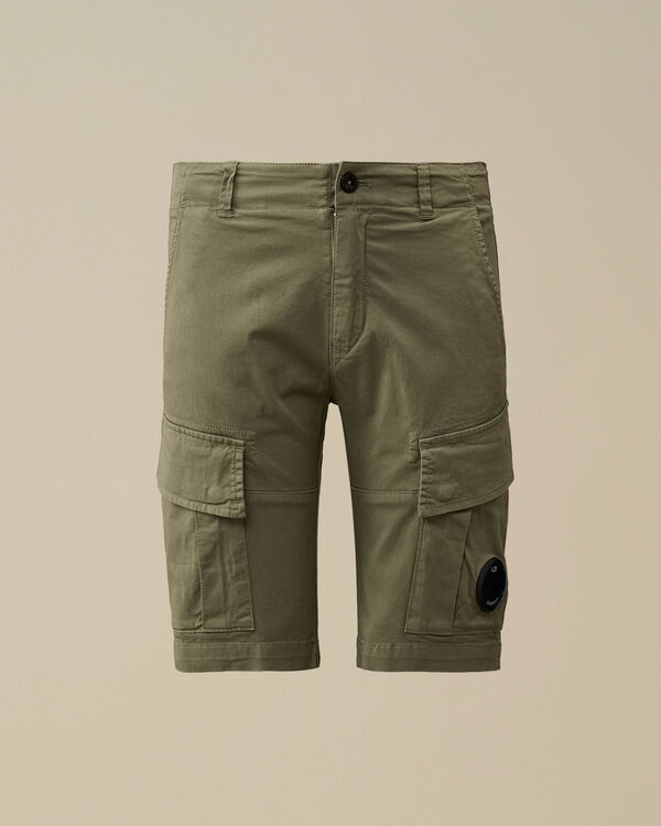 C.p. Company U16 Stretch Sateen Lens Cargo Shorts THYME - GREEN