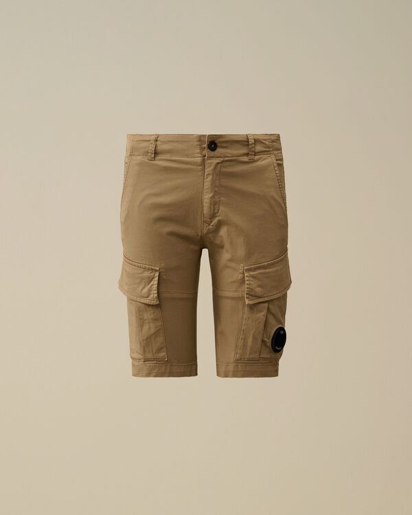 C.p. Company U16 Stretch Sateen Lens Cargo Shorts TREE HOUSE - BEIGE