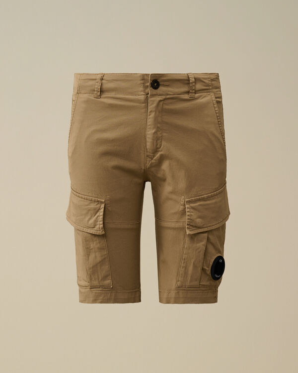 C.p. Company U16 Stretch Sateen Lens Cargo Shorts TREE HOUSE - BEIGE