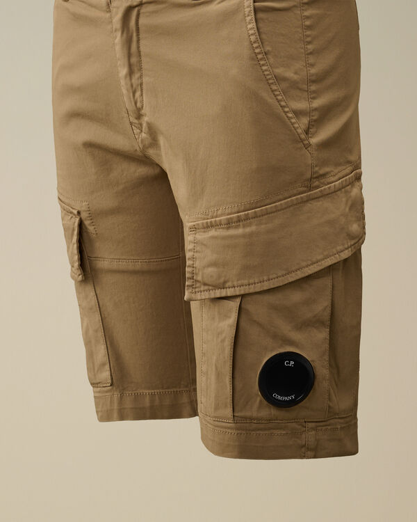 C.p. Company U16 Stretch Sateen Lens Cargo Shorts TREE HOUSE - BEIGE