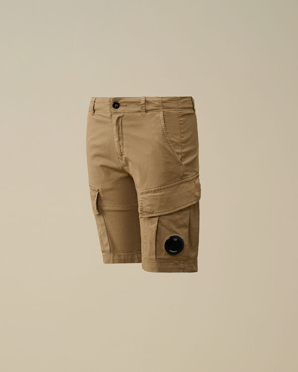 c.p. company U16 Stretch Sateen Lens Cargo Shorts TREE HOUSE - BEIGE