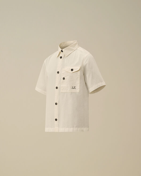 c.p. company U16 Tela Parachute Short Sleeve Shirt GAUZE WHITE