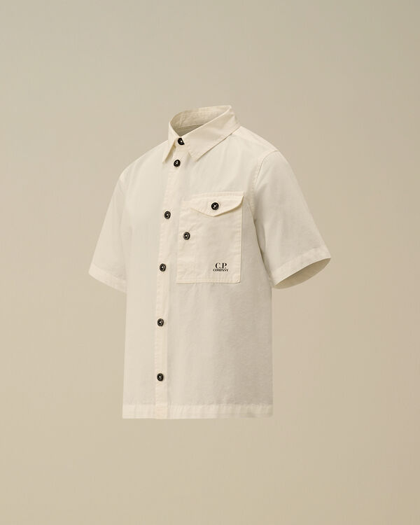 c.p. company U16 Tela Parachute Short Sleeve Shirt GAUZE WHITE
