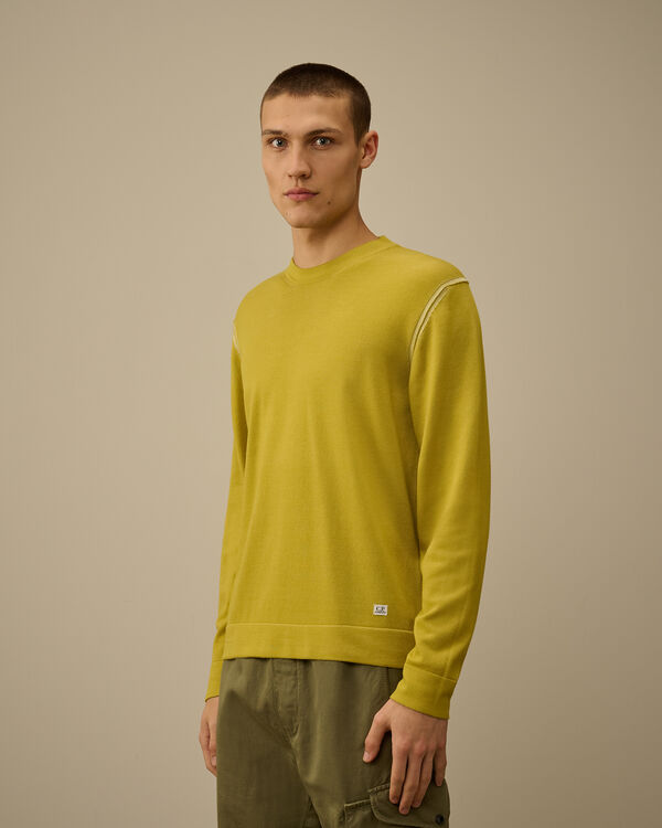 C.p. Company Vanisè Cotton Nylon Crewneck Logo Knit CRESS GREEN - YELLOW