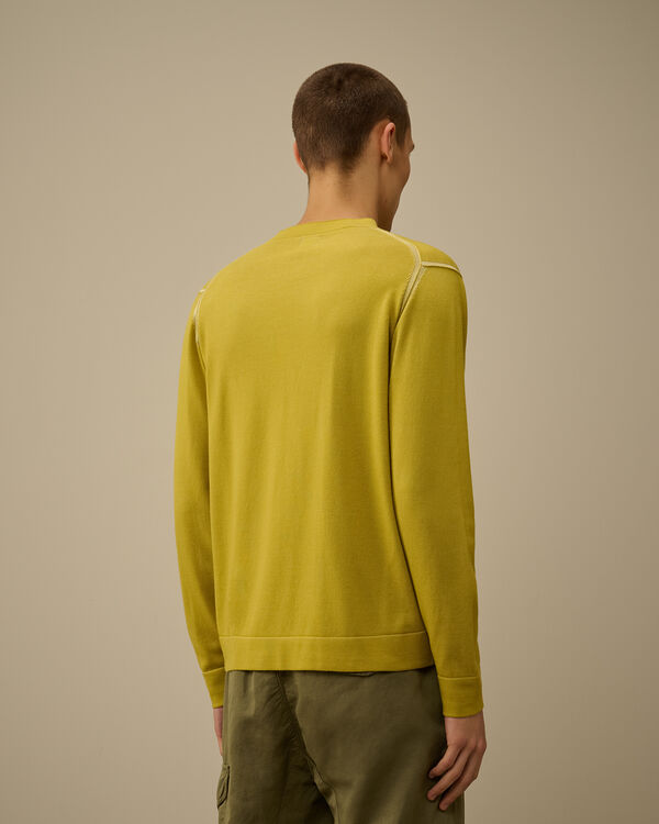 C.p. Company Vanisè Cotton Nylon Crewneck Logo Knit CRESS GREEN - YELLOW