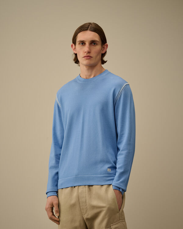 C.p. Company Vanisè Cotton Nylon Crewneck Logo Knit PACIFIC COAST - LIGHT-BLUE