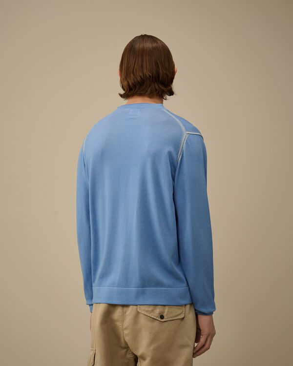 C.p. Company Vanisè Cotton Nylon Crewneck Logo Knit PACIFIC COAST - LIGHT-BLUE