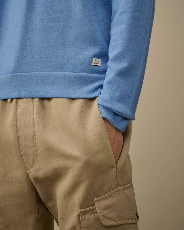 C.p. Company Vanisè Cotton Nylon Crewneck Logo Knit PACIFIC COAST - LIGHT-BLUE