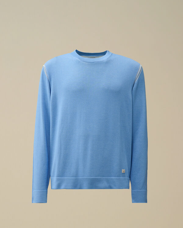 c.p. company Vanisè Cotton Nylon Crewneck Logo Knit PACIFIC COAST - LIGHT-BLUE