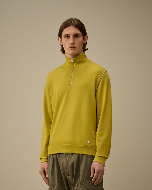 C.p. Company Vanisè Cotton Nylon Half Zip Knit CRESS GREEN - YELLOW