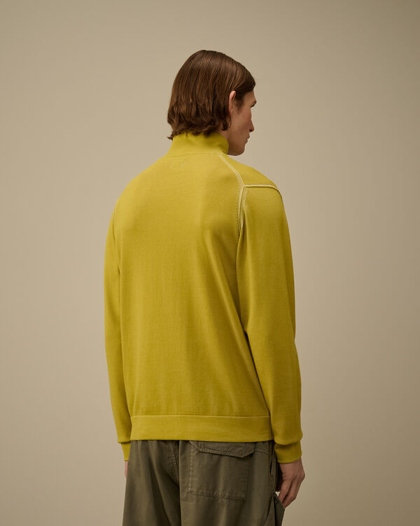 C.p. Company Vanisè Cotton Nylon Half Zip Knit CRESS GREEN - YELLOW