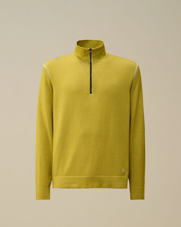 c.p. company Vanisè Cotton Nylon Half Zip Knit CRESS GREEN - YELLOW c.p. company Vanisè Cotton Nylon Half Zip Knit CRESS GREEN - YELLOW