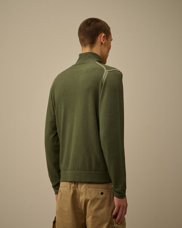 C.p. Company Vanisè Cotton Nylon Half Zip Knit THYME - GREEN