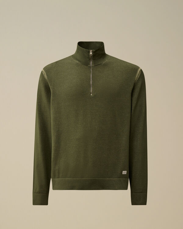 c.p. company Vanisè Cotton Nylon Half Zip Knit THYME - GREEN