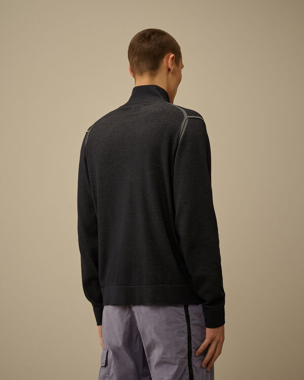 C.p. Company Vanisè Cotton Nylon Half Zip Knit TOTAL ECLIPSE - BLUE