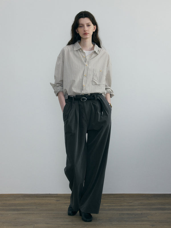 C2h4 011 - Old Time Wardrobe Wrinkled Shirt Cream Gray