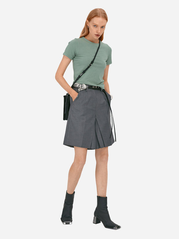 C2h4 007 - C. Perriand Pleated Waistless Shorts Gray