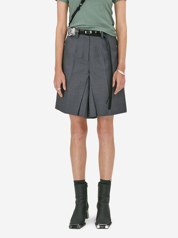c2h4 007 - C. Perriand Pleated Waistless Shorts Gray