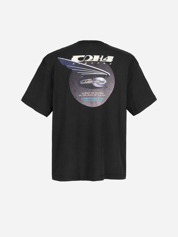C2h4 010 - C2H4 Airline T-shirt Faded Black